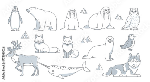 vector set of funny animals including black cat, dog, and horse silhouettes