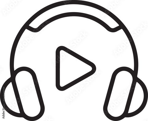 Headphones with play button icon symbol