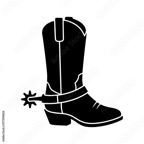 Vintage cowboy boot with spur vector illustration for western theme design and country fashion style icon