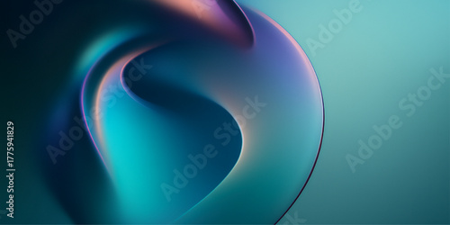 Abstract blue wave design with a colorful spiral and light swirl vector illustration