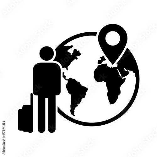 Global travel destination icon for travelers and international tourism and business trip planning vector icon