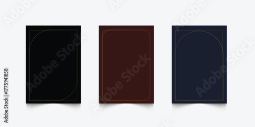 Gold art deco frame isolated on set dark background. Golden thin frame set. Gold geometric borders in art deco style. Thin linear radiance rectangular shape collection. geometric, gold background.