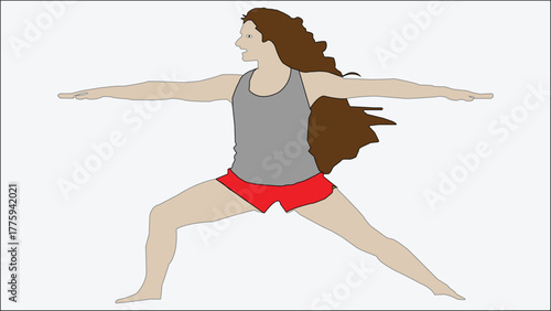 Woman in warrior two pose, a powerful yoga asana for strength and balance