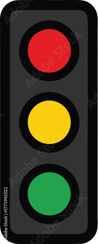 Illustration of a traffic light showing red, yellow, and green lights, signaling stop, caution, and go.