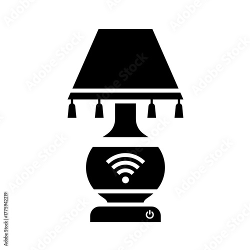 Smart lamp with wifi connectivity for home automation and lighting control technology and modern design icon