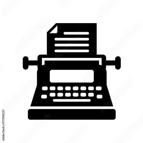 Vintage typewriter machine for writing and journalism blog post about authoring and creative writing process icon