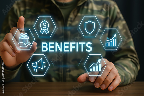 Benefits Soldiers Bonuses Concept. Soldier Benefit.