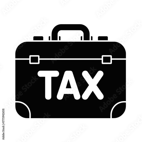 Tax preparation briefcase icon for financial planning and accounting services business and income returns icon
