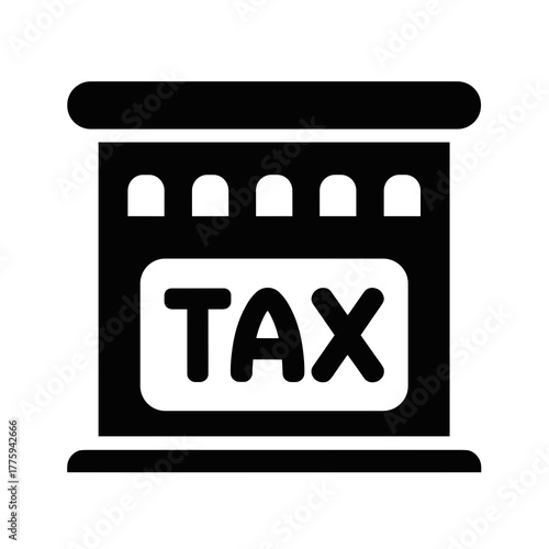 Tax preparation service icon for accounting finance and business showing tax building and tax form filing icon