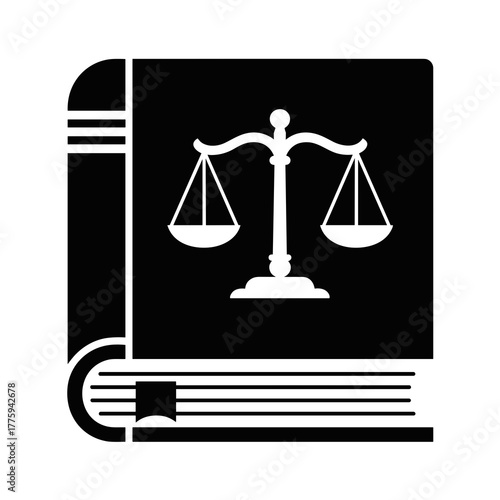 Law book justice scale legal symbol icon knowledge education library study court concept jurisprudence balance icon