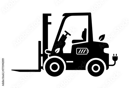 Electric forklift truck vehicle equipment industrial machine battery power eco friendly transport industry tool icon