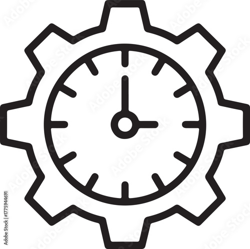 Clock face integrated with gear symbol