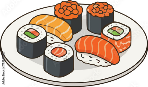 sushi set on a white background