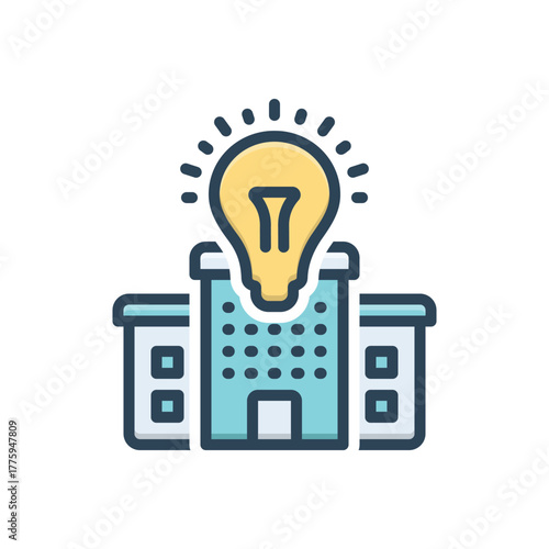 Color illustration icon for innovation hub