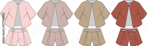 Fashionable Outfit Set in Various Colors Vector Illustration for Clothing Design