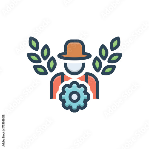 Color illustration icon for rural revitalization