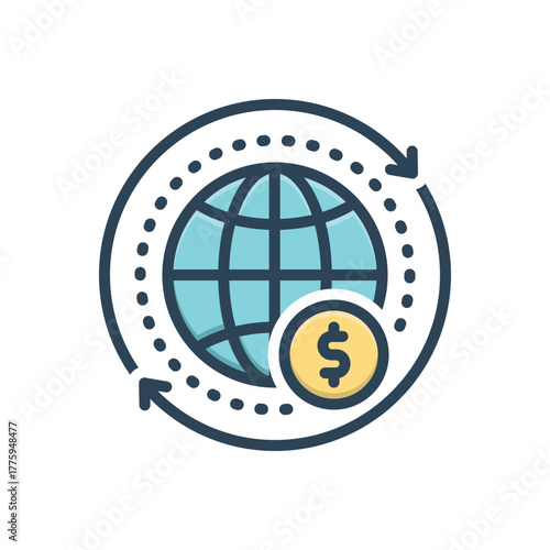 Color illustration icon for trade expansion