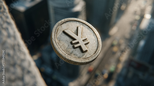 Yen Coin in the Cityscape: ...