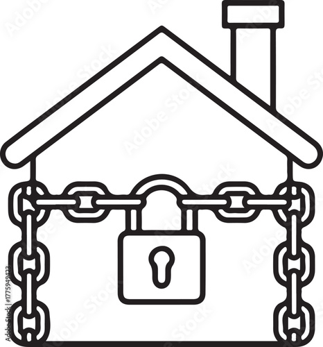 House secured with chains and a padlock for safety and protection