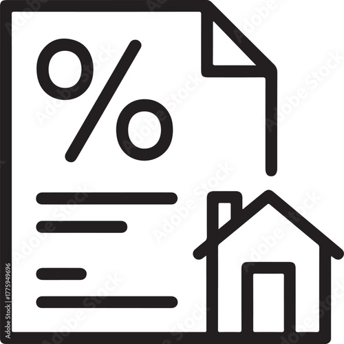 Mortgage interest rate document with house icon and percentage symbol