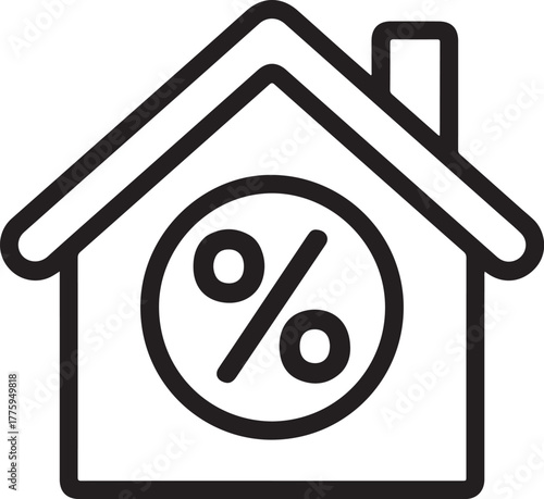 Simple outline icon of a house with a percentage symbol inside