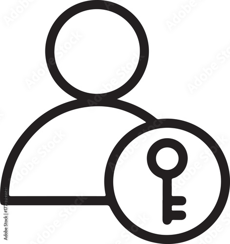 User profile icon with a key symbol representing access and security