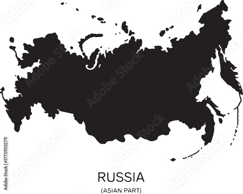 Russia Map Silhouette Asian Part Continent Outline