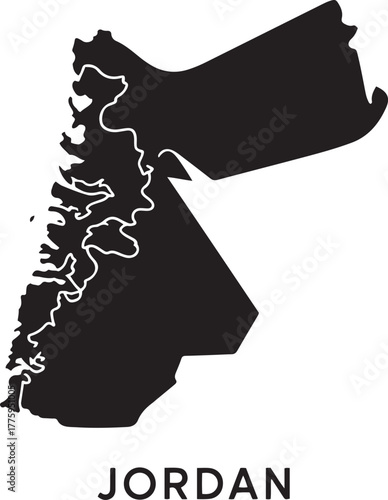 Jordan Map Silhouette Outline Middle East Country