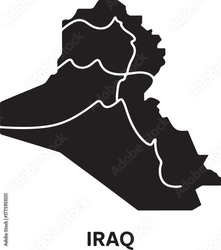 Iraq Map Silhouette Outline Middle East Country