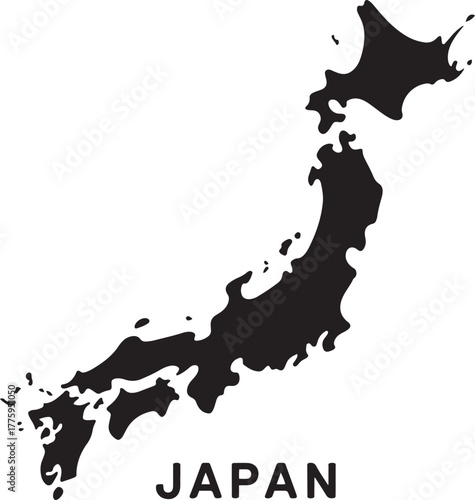 Japan Map Silhouette Outline East Asia Country