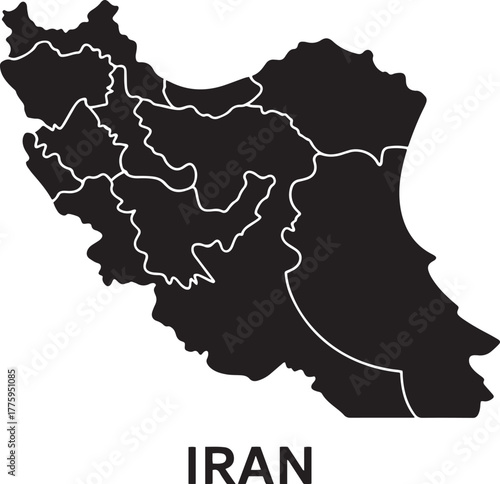 Iran Map Silhouette Outline Middle East Country