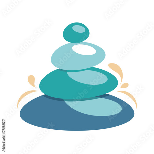 Stacked Zen Stones with Water Droplets on White Background balance harmony