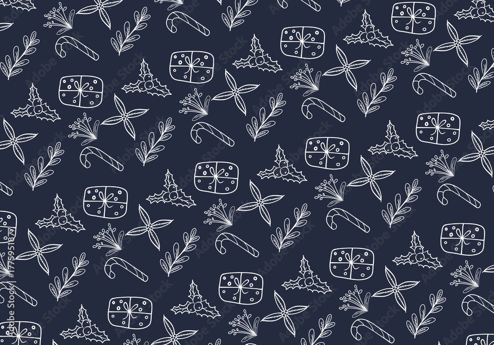 Naklejka premium seamless pattern with christmas icons