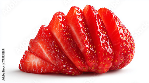 Close up of sliced strawberry fruit fresh red strawberries cut strawberry healthy eating fruit food diet 100