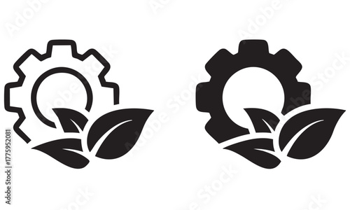 Leaf and gear icon vector illustration
