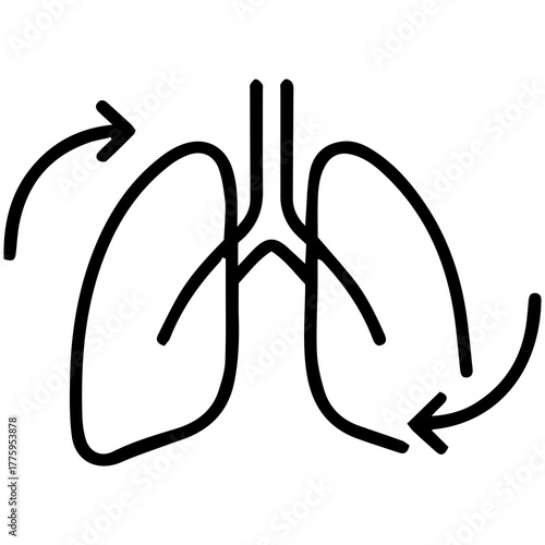 Breathing Cycle: An illustration depicting the intricate process of breathing, with a focus on the lungs and the directional flow of air, symbolizing the life-sustaining function of respiration.