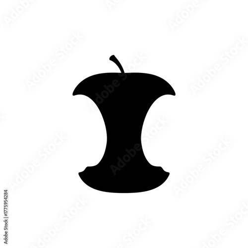 Apple core silhouette vector flat illustration design.