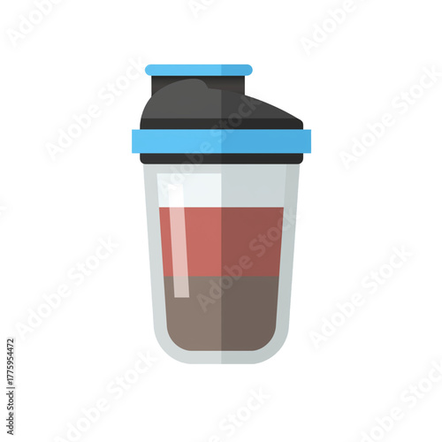 flat 2D icon vector illustrator of protein shake in shaker bottle