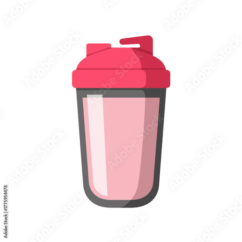 flat 2D icon vector illustrator of protein shake in shaker bottle