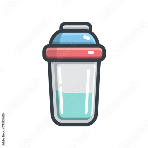 flat 2D icon vector illustrator of protein shake in shaker bottle