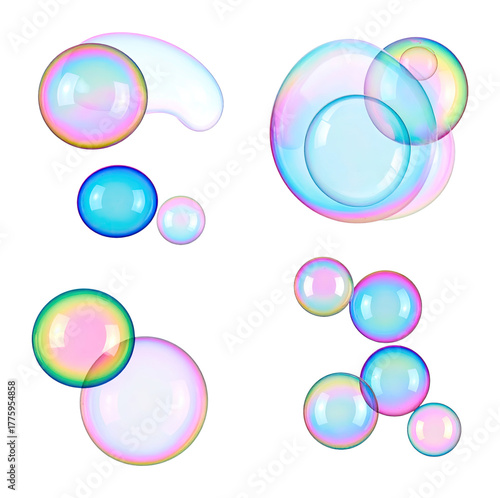 Playful Bubbles Ascending with Colorful Spirit from the Heart of Art, Isolated on Transparent Background