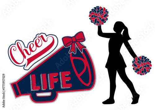 Cheerleader Vector Illustration. Patriots Cheerleading Megaphone and pom-poms Vector.