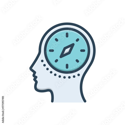 Color illustration icon for moral compass