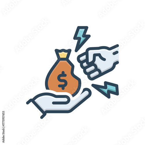 Color illustration icon for anti corruption