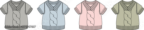 Four Knitwear Sweater Designs in Different Colors A Fashion Illustration for Apparel Design
