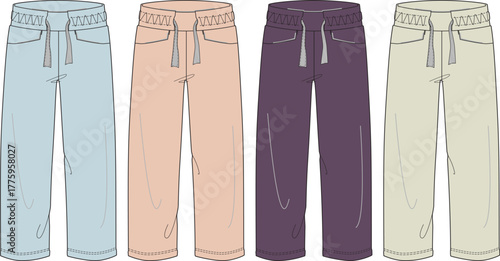 Colorful Pants Variety Casual Bottoms Illustration for Design Projects