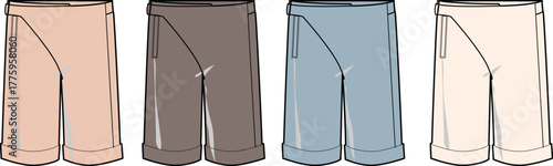 Fashionable shorts in four different neutral colors for women's wardrobe