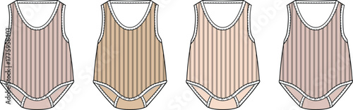 Bodysuits with Vertical Stripes in Four Different Colors