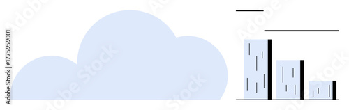Cloud shape next to a vertical bar chart indicating digital data, growth, performance, or strategy. Ideal for cloud storage, technology, analytics, innovation, efficiency networking business