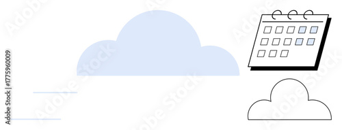 Cloud with sleek calendar showcases task organization and event tracking. Ideal for productivity, planning, cloud computing, remote access, scheduling, workflow, time management. A simple flat